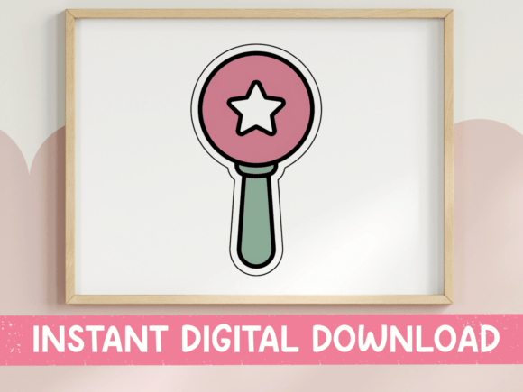Adorable Baby Rattle Star Sticker for T-Shirt Designs