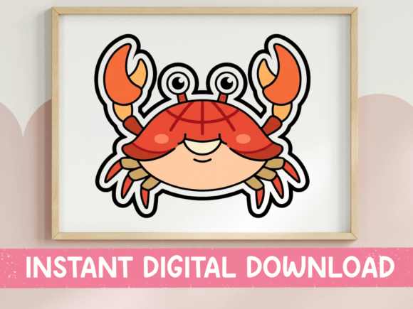 Adorable Kawaii Crab Sticker for Embroidery