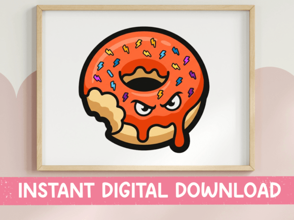 Angry Bitten Donut Sticker Design for T-Shirt Graphics