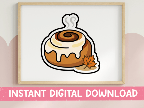Autumn Cinnamon Roll Sticker Design for Graphics and T-Shirts