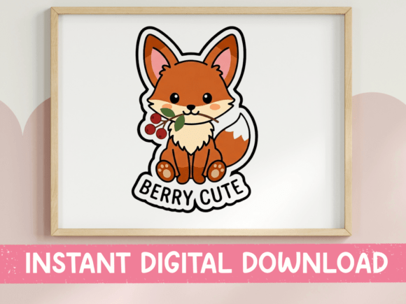 Berry Cute Fox Sticker: A Charming T-Shirt Design for Local Brands