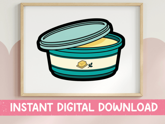 Butter Container Kitchen Sticker Design for T-Shirt Graphics