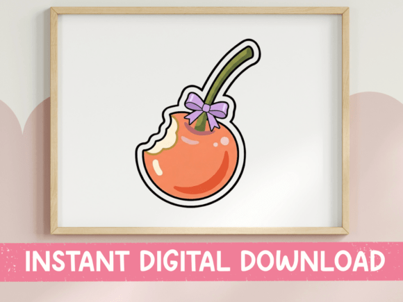 Candy Apple Sticker with Bow: A Sweet Addition for T-Shirt Designs and Graphics