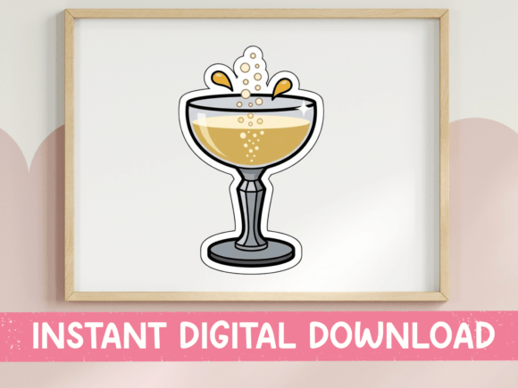 Champagne Coupe Glass Sticker: A Graphic for T-Shirt Designs