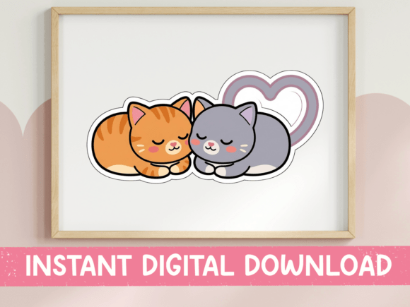 Charming Kawaii Cat Sticker for T-Shirt Designs