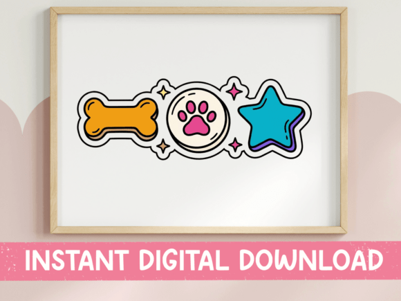 Cheerful Bone Paw Star Sticker for T-Shirt Designs and Graphics