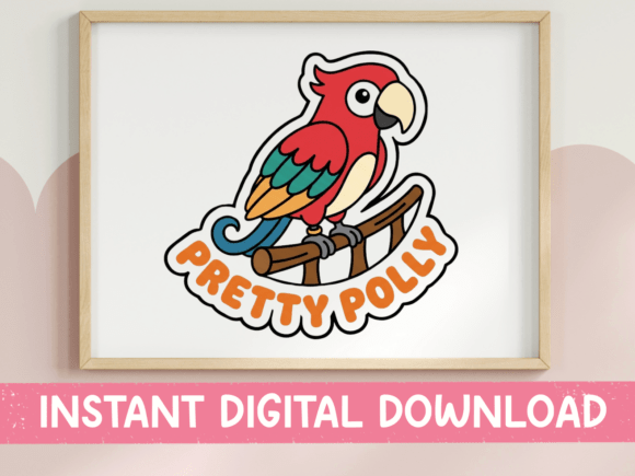 Cheerful Macaw Parrot Sticker for Embroidery