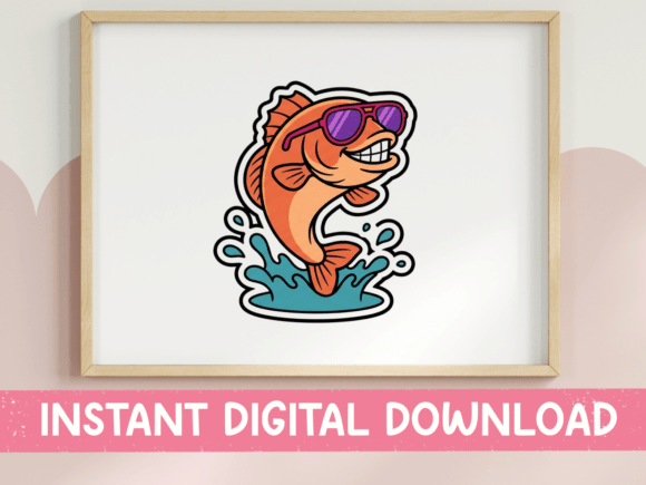 Cool Bass Fish Sunglasses Sticker: A Bold T-Shirt Design