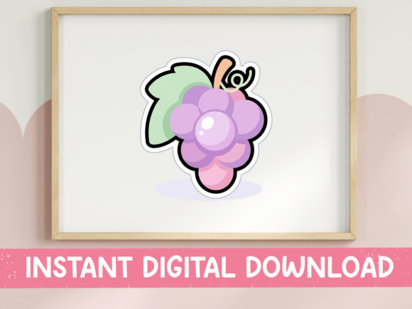Cute Kawaii Grape Bunch Sticker for T-Shirt Designs