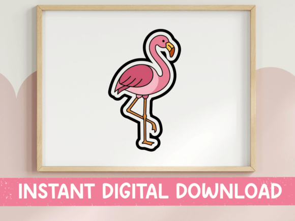 Cute Pink Flamingo Sticker for T-Shirt Designs and Graphics