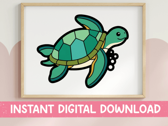 Cute Sea Turtle Kawaii Beach Sticker for T-Shirt Designs