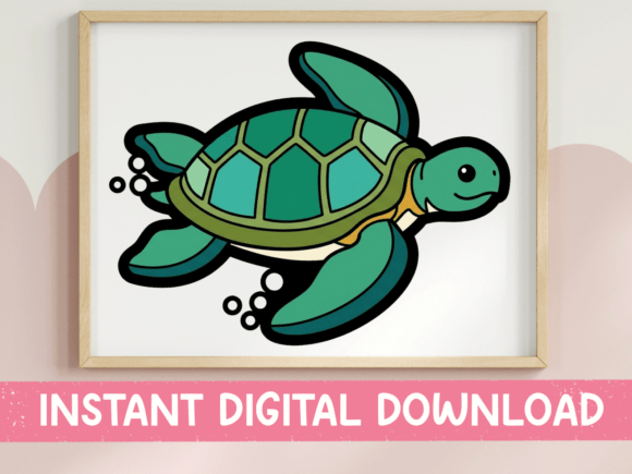 Cute Sea Turtle Sticker Design for T-Shirt Graphics