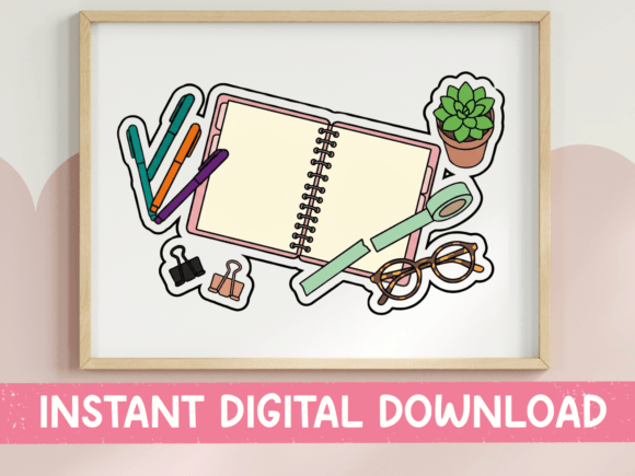 Desk Flatlay Planner Sticker Set: A Graphics Gem for T-Shirt Designs