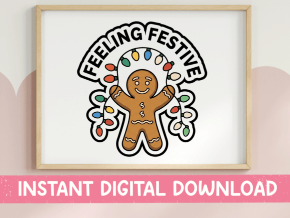 Feeling Festive Gingerbread Man Sticker for T-Shirt Designs and Graphics