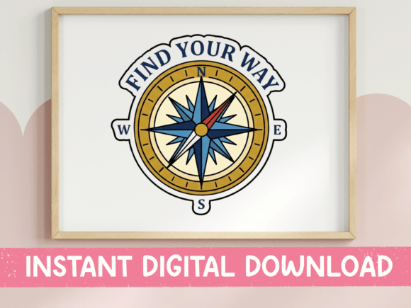 Find Your Way Compass Sticker: A Versatile Graphic for T-Shirts