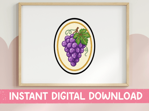 Grape Cluster Oval Badge Sticker: A Premium T-Shirt Design Graphic