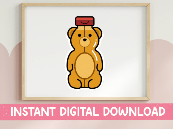 Honey Bear Bottle Sticker: A Charming T-Shirt Graphics Asset