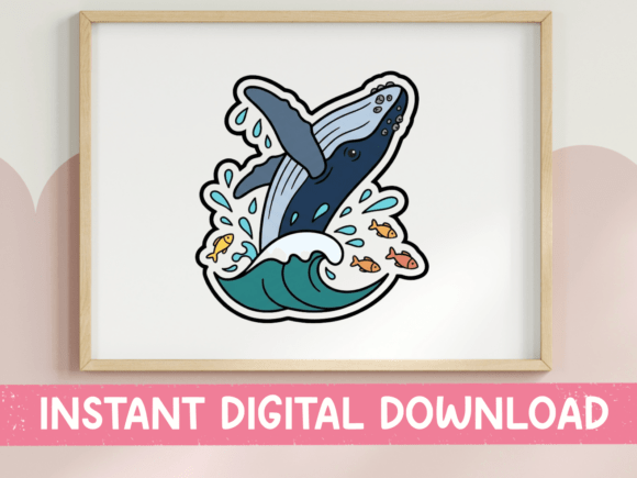 Humpback Whale Breaching Sticker: A Splash for T-Shirt Designs