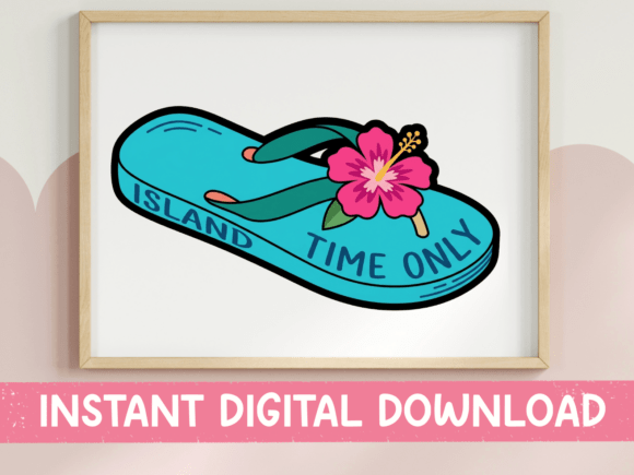 Island Time Only Flip Flop Sticker for Graphics and T-Shirt Designs