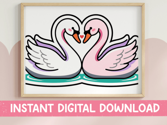Love Swans Heart Sticker Design: A Romantic Embroidery Gem