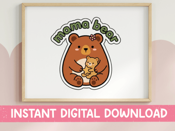 Mama Bear Hugging Cub: A Charming Graphic for T-Shirt Designs