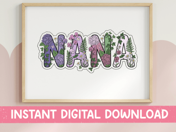 NANA Floral Letter Sticker: A Graphic for T-Shirt Designs