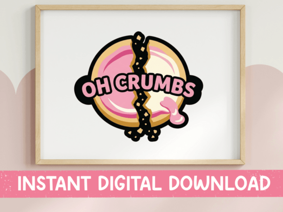 Oh Crumbs Broken Donut Sticker: A Fun Graphic for T-Shirt Designs