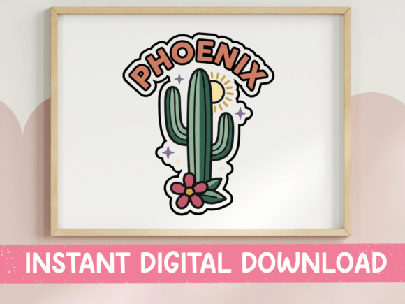 Phoenix Cactus Sticker: Perfect for T-Shirts & Graphics