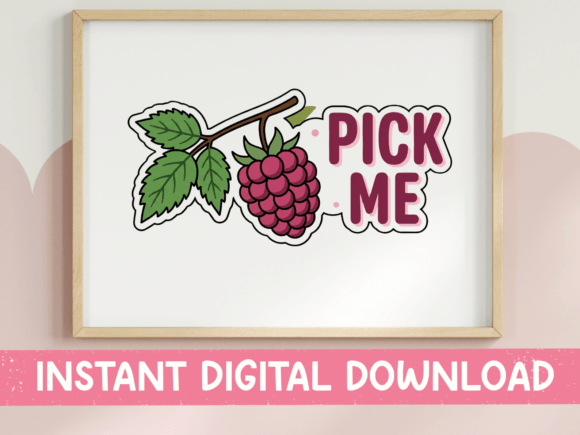 Pick Me Raspberry Fruit Sticker: A Graphics Gem for T-Shirt Designs