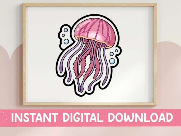 Pink Jellyfish Kawaii Sticker Design Review