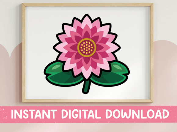 Pink Lotus Flower Sticker Design for T-Shirt Graphics