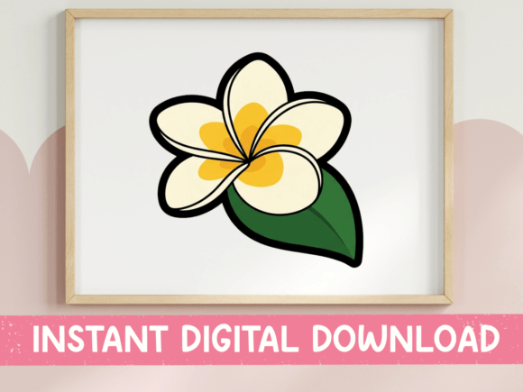 Plumeria Flower with Leaf Sticker: A Graphics Gem for T-Shirt Designs
