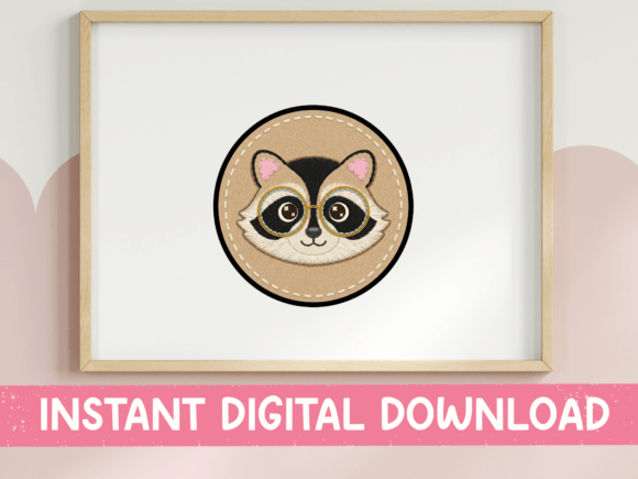 Raccoon Face Patch Sticker: A Charming T-Shirt Graphics Asset