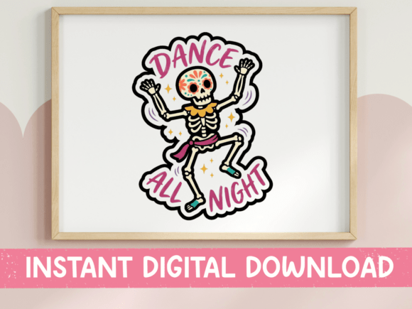 Review: Dance All Night Skeleton Sticker for T-Shirt Designs and Graphics