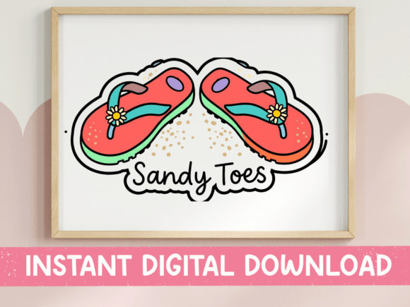 Sandy Toes Flip Flop Summer Sticker for T-Shirt Designs and Graphics