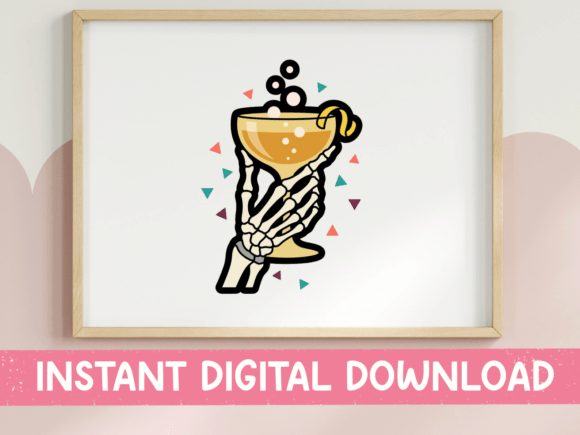 Skeleton Hand Coffee Cup Sticker: A Spooky Graphics Gem for T-Shirt Designs