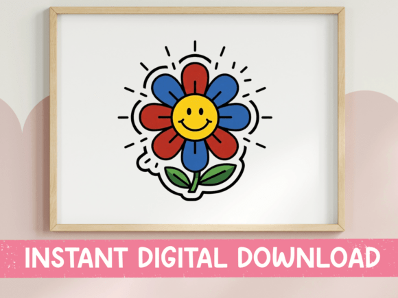 Smiley Face Daisy: A Cheerful T-Shirt Design Graphic