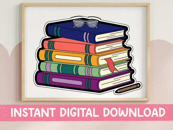 Stack of Books Sticker: A Must-Have for Book Lover Graphics