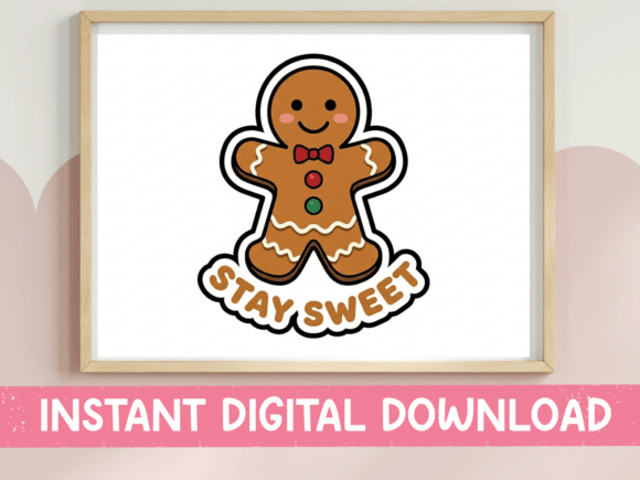 Stay Sweet Gingerbread Man Sticker for T-Shirt Designs and Graphics
