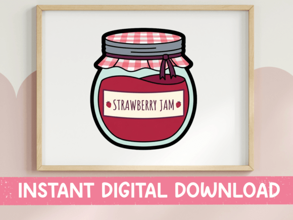 Strawberry Jam Jar Sticker Design for T-Shirt Graphics