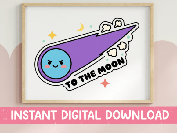 To the Moon Comet Sticker Design for T-Shirt Graphics