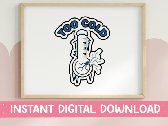 Too Cold Freezing Thermometer Sticker: A Chilly Graphic for T-Shirt Designs