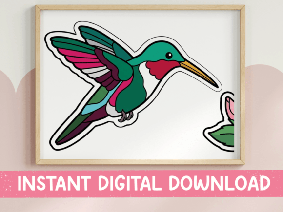 Vibrant Hummingbird Sticker for T-Shirt Designs and Graphics