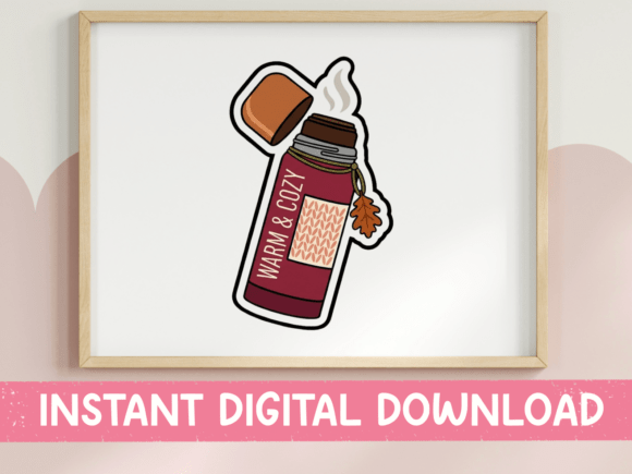Warm and Cozy Thermos Fall Sticker for T-Shirt Designs