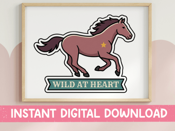 Wild at Heart Running Horse Sticker for T-Shirt Designs